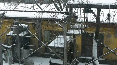 View from the window on the old factory Stock Footage 104803847