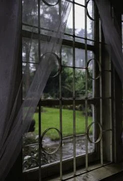 View from window in an old house. Fotos Stock