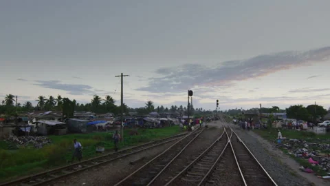 View From Window Of Old  Train Moves On Countryside ，Tanzania Stock-Footage 131283141