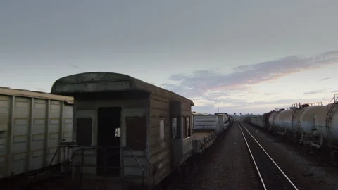 View From Window Of Old Train Moves On Countryside ，Tanzania Видео 131379359
