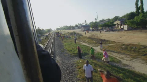 View From Window Of Old Train Moves On Countryside ，Tanzania Vídeo Stock 132412722