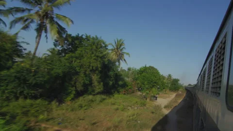 View From Window Of Old Train Moves On Countryside ，Tanzania Stock-Footage 132415678
