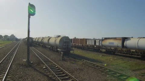 View From Window Of Old Train Moves On Countryside ，Tanzania Stockbeeldmateriaal 132424154