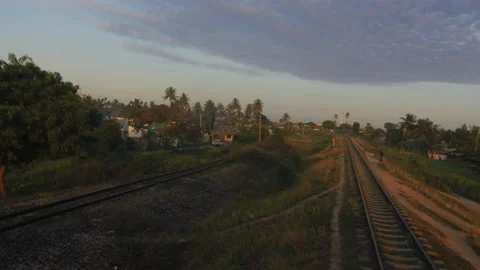 View From Window Of Old  Train Moves On Countryside ，Tanzania Vídeo Stock 132456694