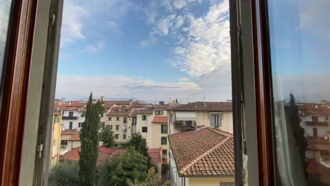 View from Window Over Florence Historic Buildings Stock Footage 314823040