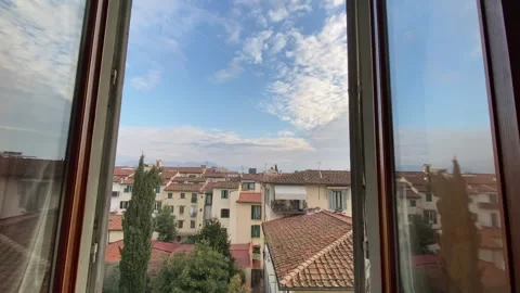 View from Window Over Florence Historic Buildings Stock Footage 314823085