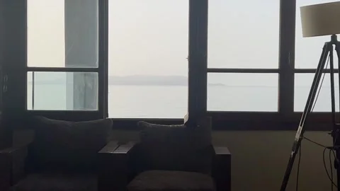 A view from a window over a sea Stock Footage 279921126