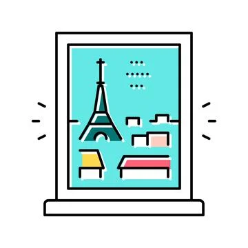 View from window on paris color icon vector illustration Stock Illustration