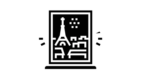 View from window on paris glyph icon animation Stock Footage 157256609