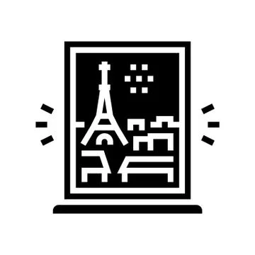 View from window on paris glyph icon vector illustration Stock Illustration