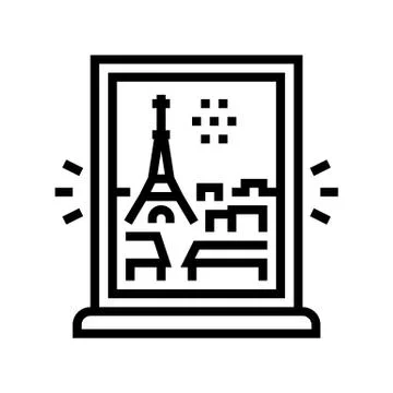 View from window on paris line icon vector illustration Stock Illustration