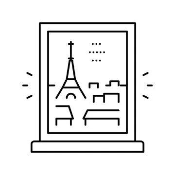 View from window on paris line icon vector illustration Stock Illustration