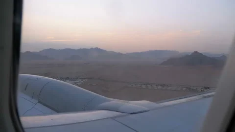 View from the window of the passenger aircraft during takeoff and acceleration Stock Footage 113526750