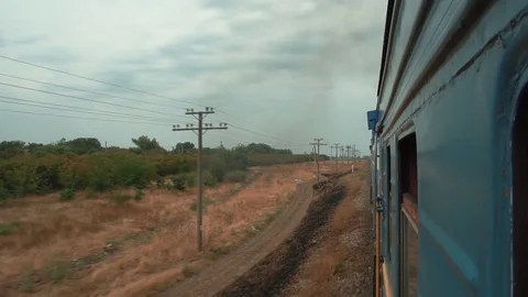 View from the window of the passing train Stock Footage 85383756