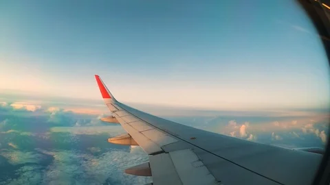 View from the window of the plane. Aircraft. Stock Footage 117691035