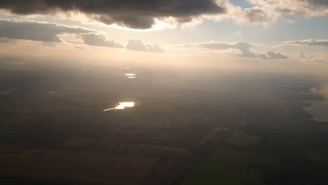 View from the window of the plane. Beautiful sky and landscape. Stock Footage 107829457