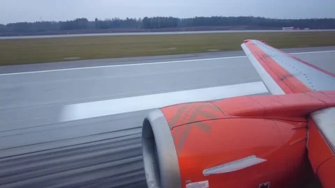 View from the window of the plane at its landing Stock Footage 167822563