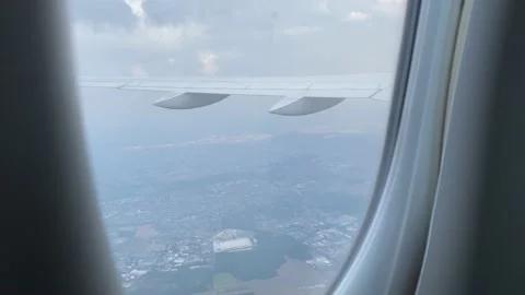 View from window of plane landing in Paris Stock Footage 161095228