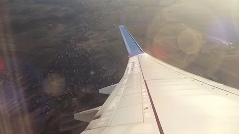 View From A Window On A Plane Wing During Take-off And Ascent Stock Footage 111431218