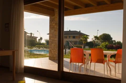 View from the window to the pool Stock Photos