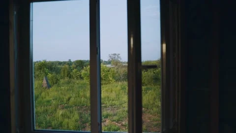 View from the window in a private house in nature Stock Footage 200806963