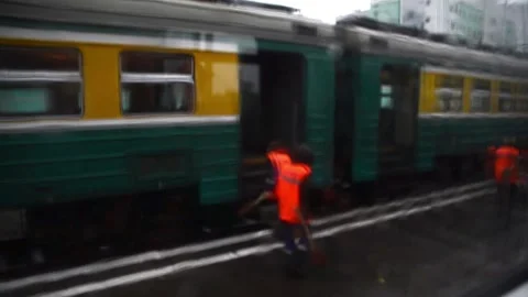 The view from the window of the railway Stock-Footage 129711527