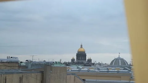View from the window on the roofs of the city of St. Petersburg Stock Footage 166520622