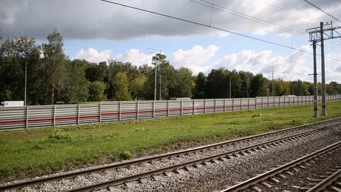 View from the window of the Russian railway Stock Footage 114991400