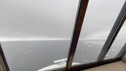 View from the window of the ship onto icy waters Stock Footage 280248300