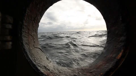 View from the window of the ship on the sea. Zoom in Stock Footage 42902386