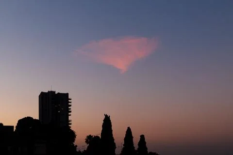 View from the window of a skyscraper, cityscape and evening setting sun sky Stock Photos