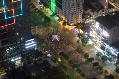 The view from the window of a skyscraper on the first fifty floors. Stock Photos