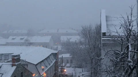 View from the window on a snowy city Stock Footage 123919405