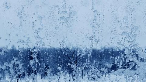 View from the window on a snowy day. Stock Photos