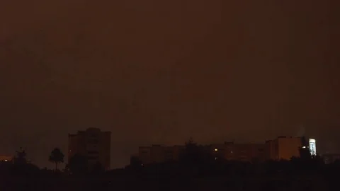 View from the window to the stormy sky. night outside, outside the window Stock Footage 82305593