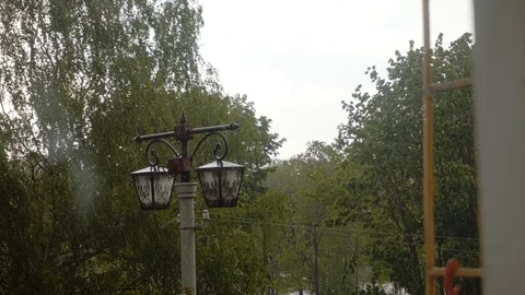View from the window to the street during rainy weather Stock Footage 108940346