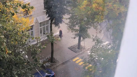 View from the window to the street Video stock 96234325