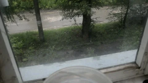 View from the window to the street Stock Footage 212748167