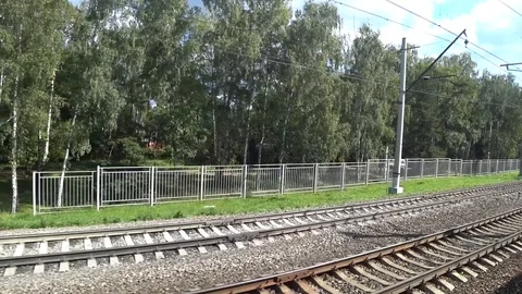 View from the window of a suburban train in the Moscow region Stock Footage 115054121