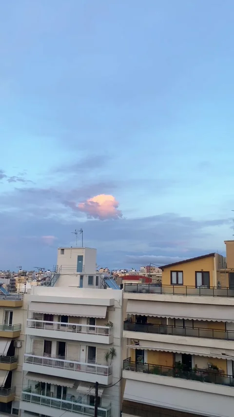 View from the window. Sunset, summer. Greece. Vertical video Stock Footage 286119526