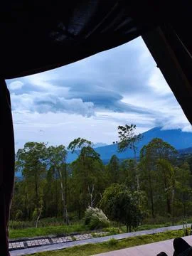 View from the window of a tent Stock Photos