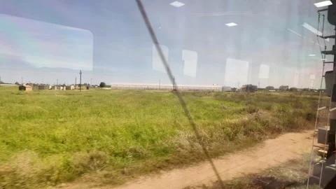 View from the window of the train going to Barcelona, coastline trip in Spain, 4 Stock Footage 276448321