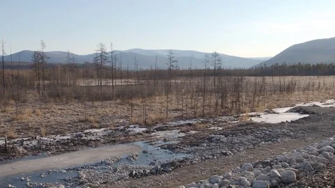 The view from the window of a train in the mountains Stock Footage 74861805