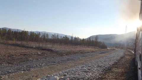 The view from the window of a train in the mountains 스톡 동영상 78536021
