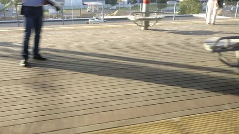 The view from the window of the train on passengers on station Stock Footage 78475165