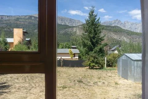 View from the window to the village  Stock Photos
