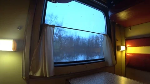View from the window of the wagon moving long-distance train Stock Footage 89033794