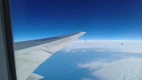 View from the window on the wing of an airplane during flight. Stock Footage 300531915