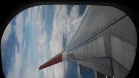 View from the window, the wing of plane. Moscow, April 13, 2024 Stock-Footage 272219700