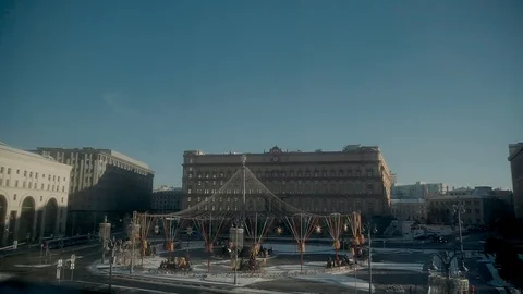 View from the window . Winter day in the city. Blue sky. Stock Footage 121883337